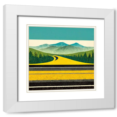 A Cheerful Drive 2 White Modern Wood Framed Art Print with Double Matting by Screendoor
