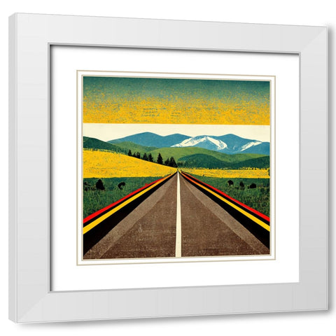A Cheerful Drive White Modern Wood Framed Art Print with Double Matting by Screendoor