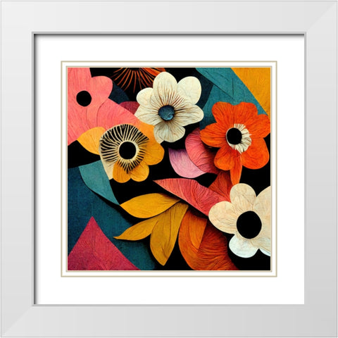 Paper Flowers 13 White Modern Wood Framed Art Print with Double Matting by Screendoor