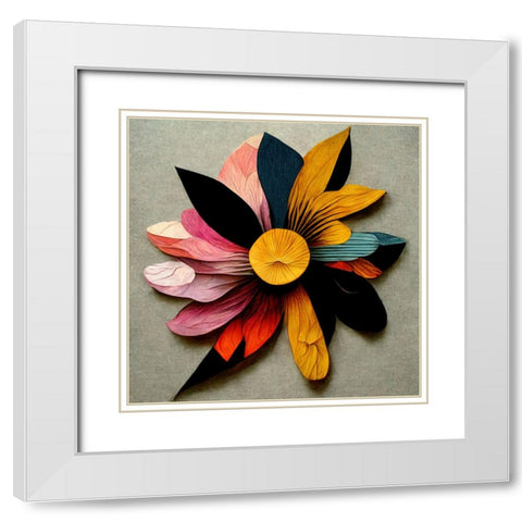 Paper Flowers 15 White Modern Wood Framed Art Print with Double Matting by Screendoor