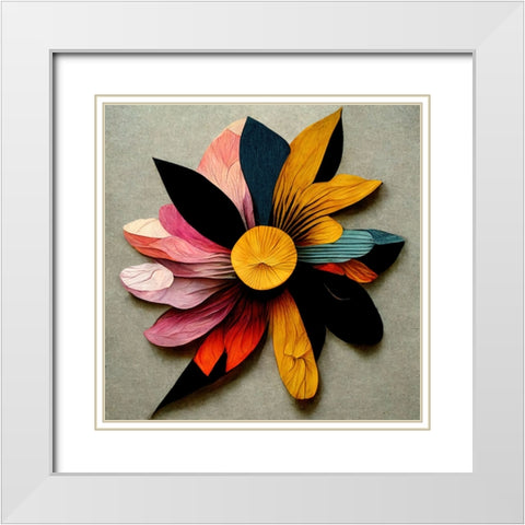 Paper Flowers 15 White Modern Wood Framed Art Print with Double Matting by Screendoor