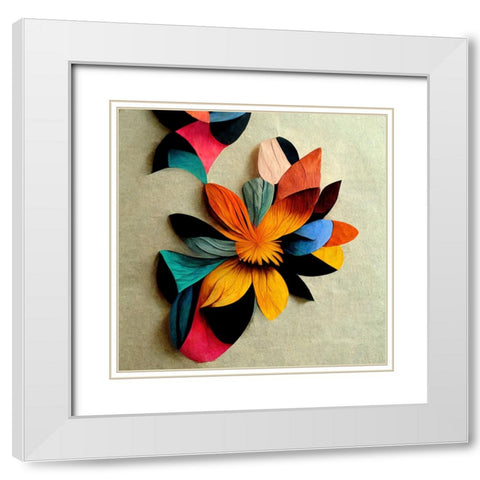 Paper Flowers 16 White Modern Wood Framed Art Print with Double Matting by Screendoor
