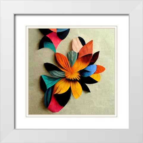 Paper Flowers 16 White Modern Wood Framed Art Print with Double Matting by Screendoor