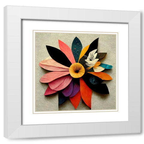 Paper Flowers 17 White Modern Wood Framed Art Print with Double Matting by Screendoor