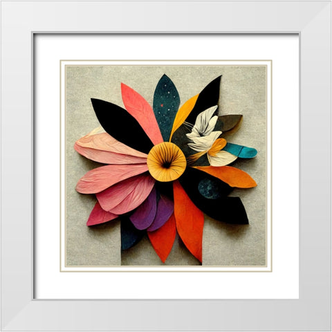 Paper Flowers 17 White Modern Wood Framed Art Print with Double Matting by Screendoor