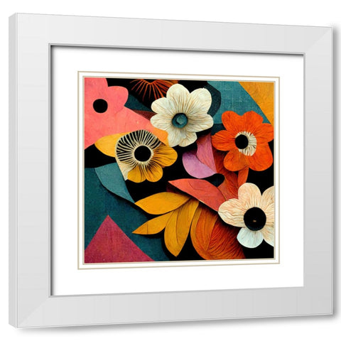 Paper Flowers 19 White Modern Wood Framed Art Print with Double Matting by Screendoor