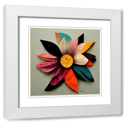 Paper Flowers 2 White Modern Wood Framed Art Print with Double Matting by Screendoor