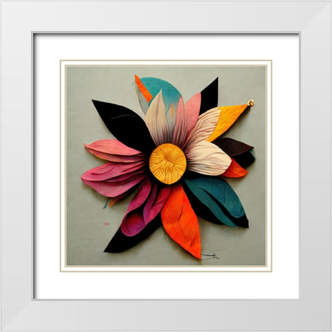 Paper Flowers 2 White Modern Wood Framed Art Print with Double Matting by Screendoor