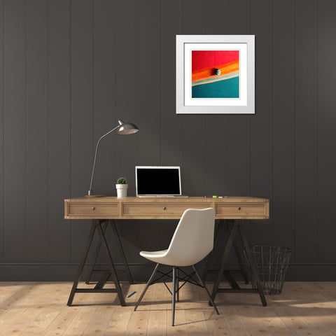 Rainbow Planet 2 White Modern Wood Framed Art Print with Double Matting by Screendoor