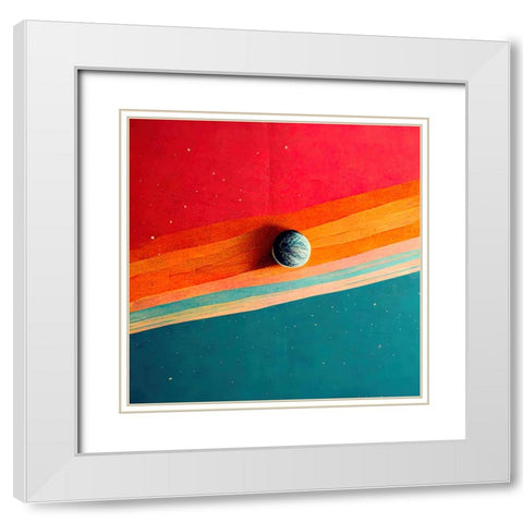Rainbow Planet 2 White Modern Wood Framed Art Print with Double Matting by Screendoor