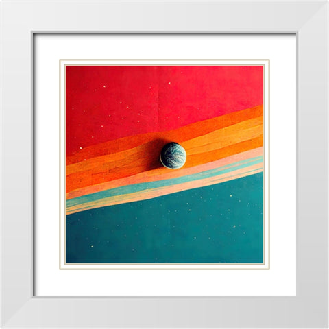 Rainbow Planet 2 White Modern Wood Framed Art Print with Double Matting by Screendoor