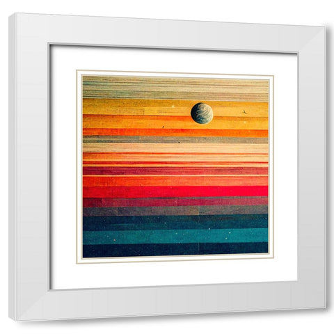 Rainbow Planet 3 White Modern Wood Framed Art Print with Double Matting by Screendoor