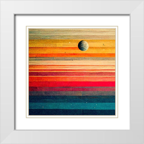 Rainbow Planet 3 White Modern Wood Framed Art Print with Double Matting by Screendoor