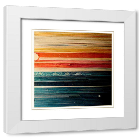 Rainbow Planet 4 White Modern Wood Framed Art Print with Double Matting by Screendoor