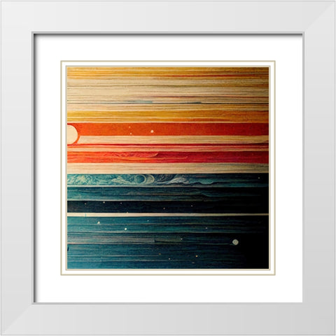 Rainbow Planet 4 White Modern Wood Framed Art Print with Double Matting by Screendoor