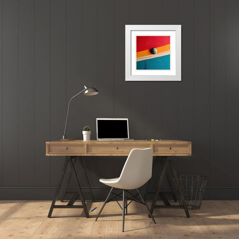 Rainbow Planet 5 White Modern Wood Framed Art Print with Double Matting by Screendoor