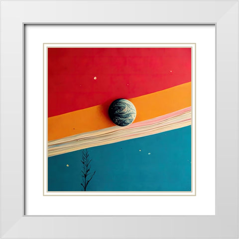 Rainbow Planet 5 White Modern Wood Framed Art Print with Double Matting by Screendoor