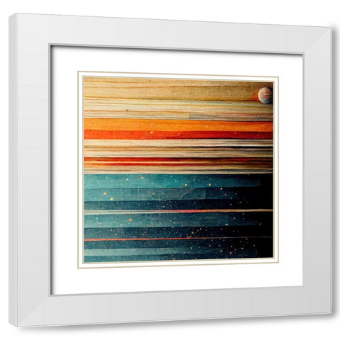 Rainbow Planet 6 White Modern Wood Framed Art Print with Double Matting by Screendoor