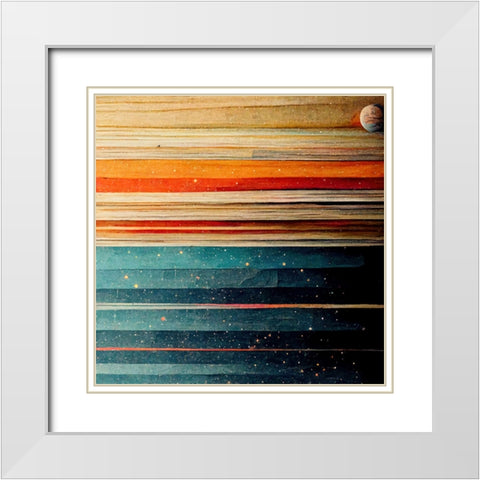 Rainbow Planet 6 White Modern Wood Framed Art Print with Double Matting by Screendoor