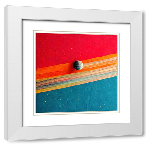 Rainbow Planet 7 White Modern Wood Framed Art Print with Double Matting by Screendoor