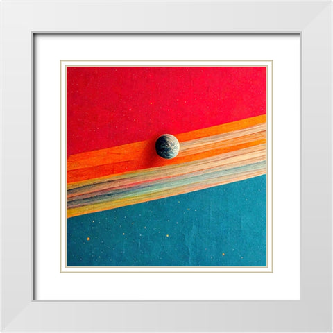 Rainbow Planet 7 White Modern Wood Framed Art Print with Double Matting by Screendoor