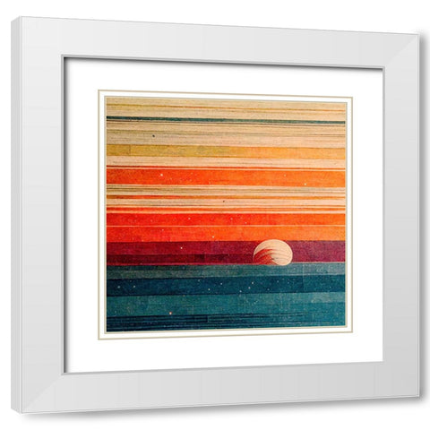 Rainbow Planet 9 White Modern Wood Framed Art Print with Double Matting by Screendoor