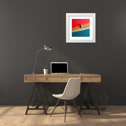 Rainbow Planet White Modern Wood Framed Art Print with Double Matting by Screendoor