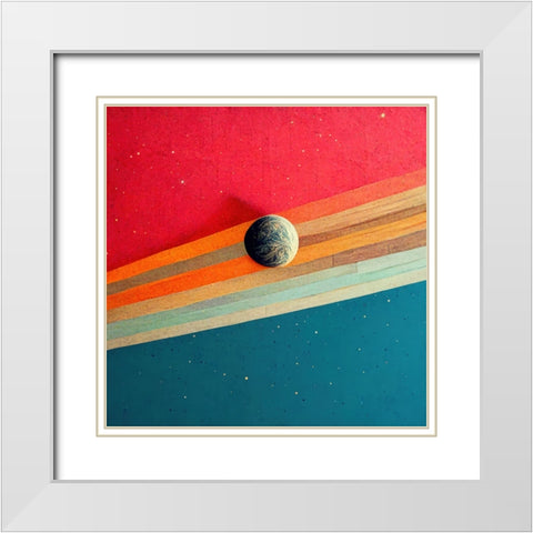 Rainbow Planet White Modern Wood Framed Art Print with Double Matting by Screendoor