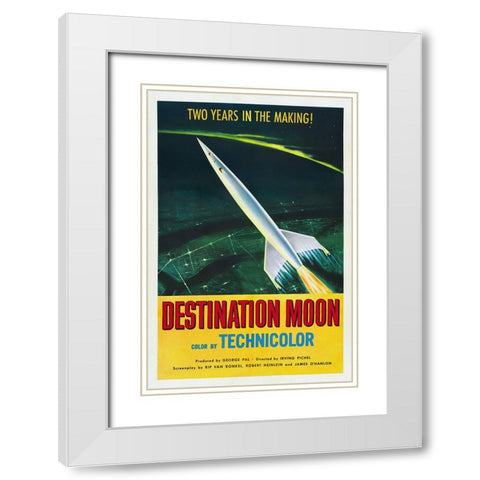 Destination Moon White Modern Wood Framed Art Print with Double Matting by Screendoor