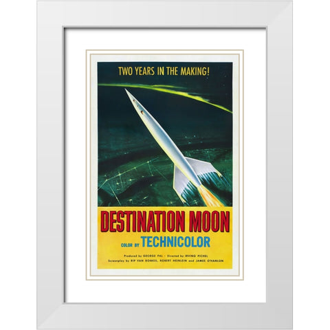 Destination Moon White Modern Wood Framed Art Print with Double Matting by Screendoor