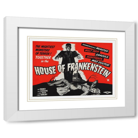 House Of Frankenstein White Modern Wood Framed Art Print with Double Matting by Screendoor