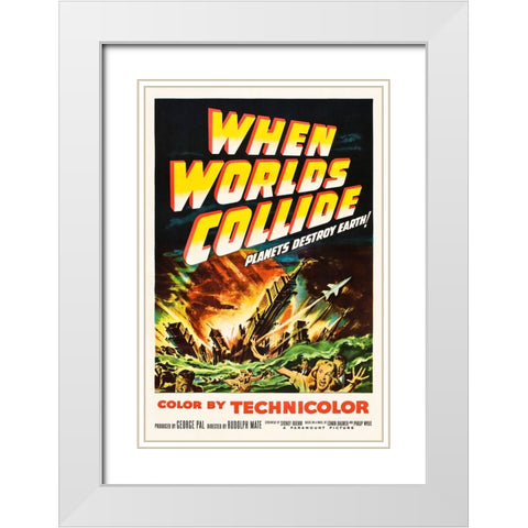 When Worlds Collide White Modern Wood Framed Art Print with Double Matting by Screendoor