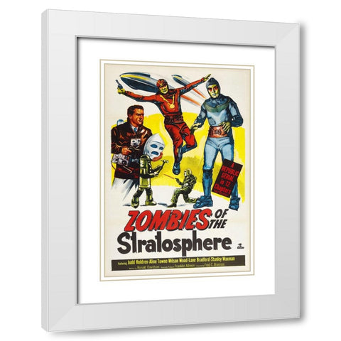 Zombies of the Stratosphere White Modern Wood Framed Art Print with Double Matting by Screendoor