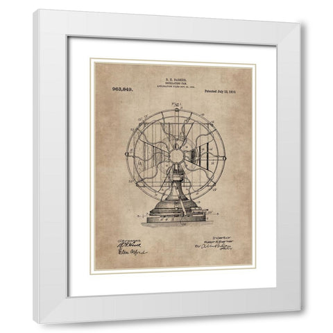 Patent Document of an Oscillating Fan White Modern Wood Framed Art Print with Double Matting by CAG