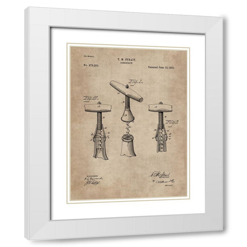 Patent Document of a Cork Screw White Modern Wood Framed Art Print with Double Matting by CAG