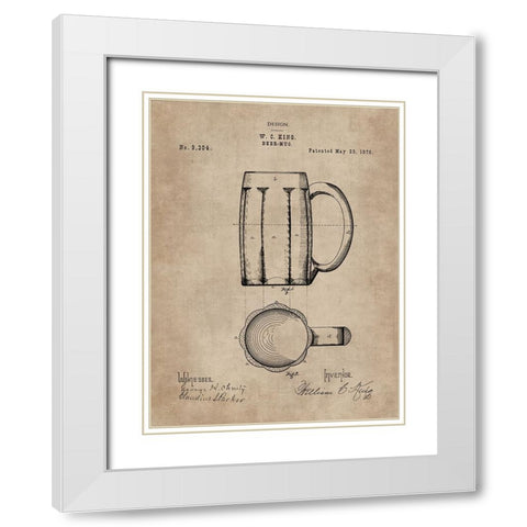 Patent Document of a Beer Mug White Modern Wood Framed Art Print with Double Matting by CAG
