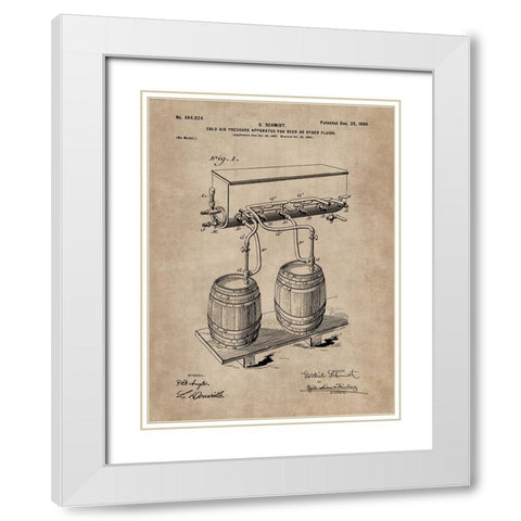 Patent Document of a Cold Air Pressure Apparatus for Beer White Modern Wood Framed Art Print with Double Matting by CAG