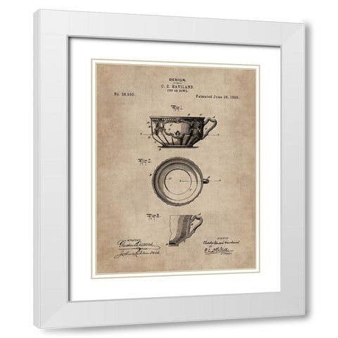 Patent Document of a Cup or Bowl White Modern Wood Framed Art Print with Double Matting by CAG