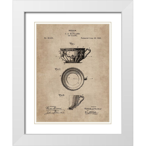 Patent Document of a Cup or Bowl White Modern Wood Framed Art Print with Double Matting by CAG