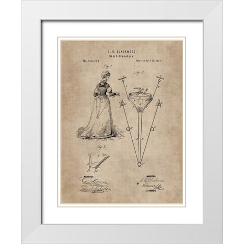 Patent Document of a Skirt Elevator White Modern Wood Framed Art Print with Double Matting by CAG