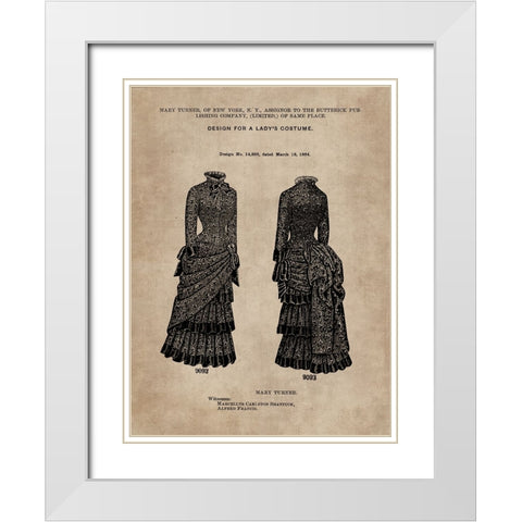 Patent Document of a Ladys Costume White Modern Wood Framed Art Print with Double Matting by CAG