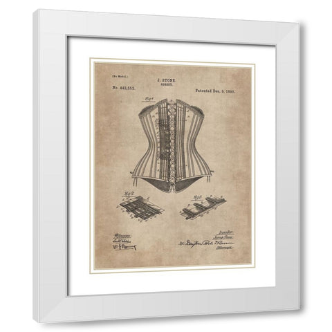 Patent Document of a Corset White Modern Wood Framed Art Print with Double Matting by CAG