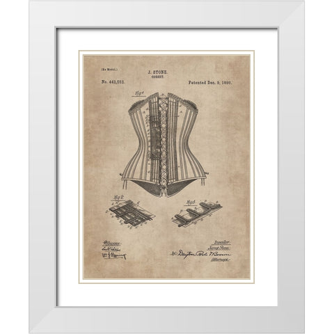 Patent Document of a Corset White Modern Wood Framed Art Print with Double Matting by CAG