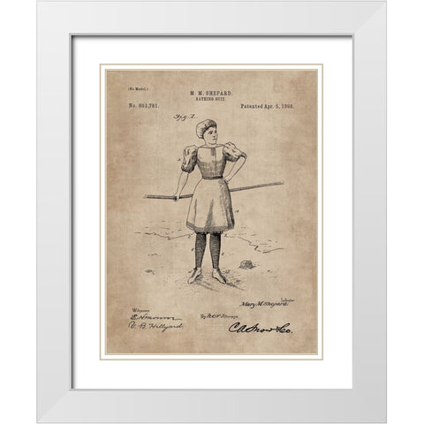Patent Document of a Bathing Suit White Modern Wood Framed Art Print with Double Matting by CAG