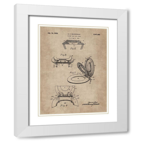 Patent Document of a Toilet Seat And Cover White Modern Wood Framed Art Print with Double Matting by CAG