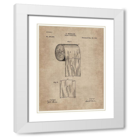 Patent Document of a Toilet Paper Roll White Modern Wood Framed Art Print with Double Matting by CAG