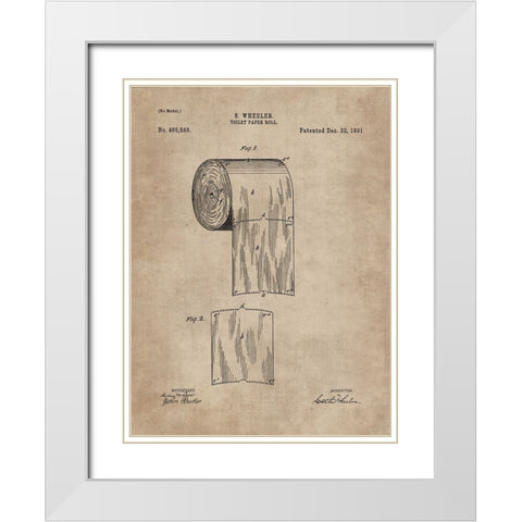 Patent Document of a Toilet Paper Roll White Modern Wood Framed Art Print with Double Matting by CAG