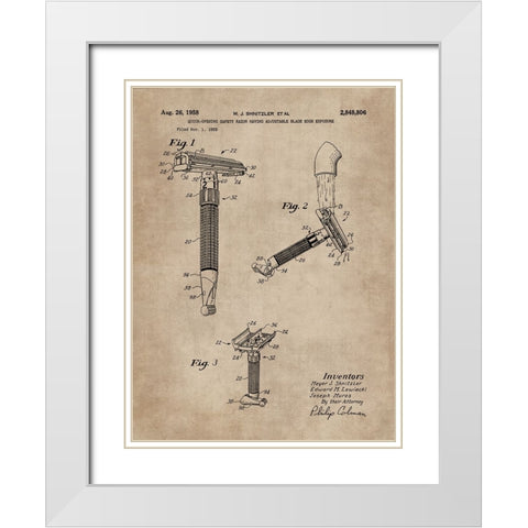 Patent Document of a Razor White Modern Wood Framed Art Print with Double Matting by CAG