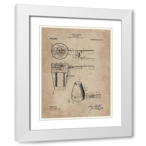 Patent Document of a Hair Dryer White Modern Wood Framed Art Print with Double Matting by CAG
