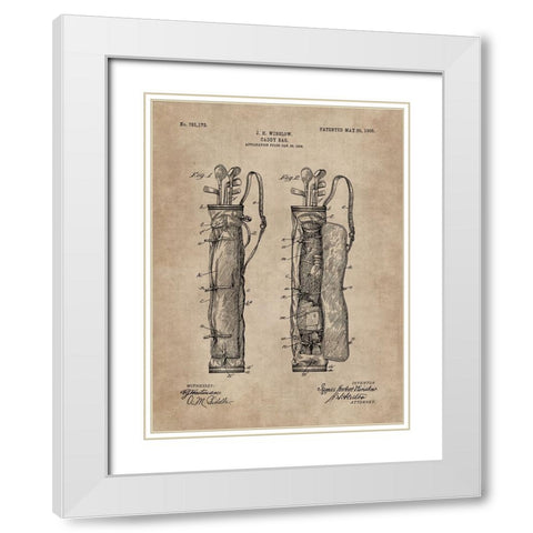 Patent Document of a Caddy Bag White Modern Wood Framed Art Print with Double Matting by CAG